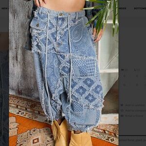 POL “ Barrett “ POL Harem Style Jogger Pants in Paisley and frayed Detail SR25